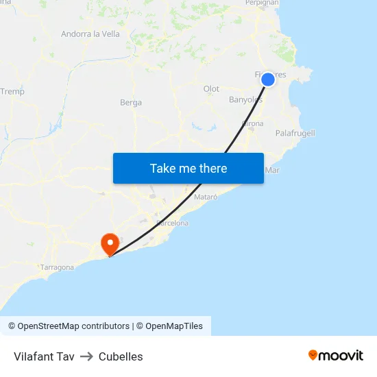 Vilafant Tav to Cubelles map