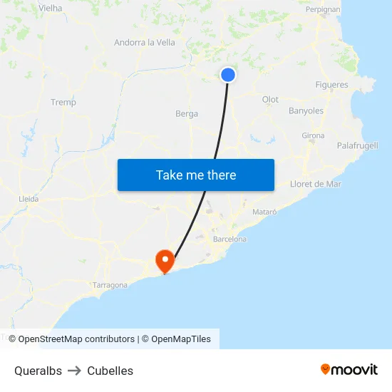 Queralbs to Cubelles map