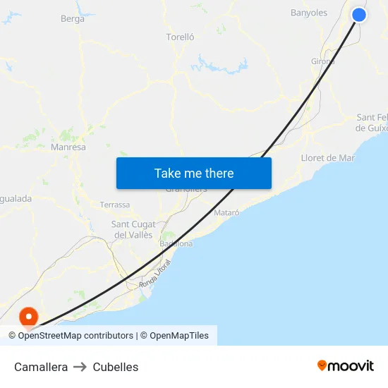 Camallera to Cubelles map