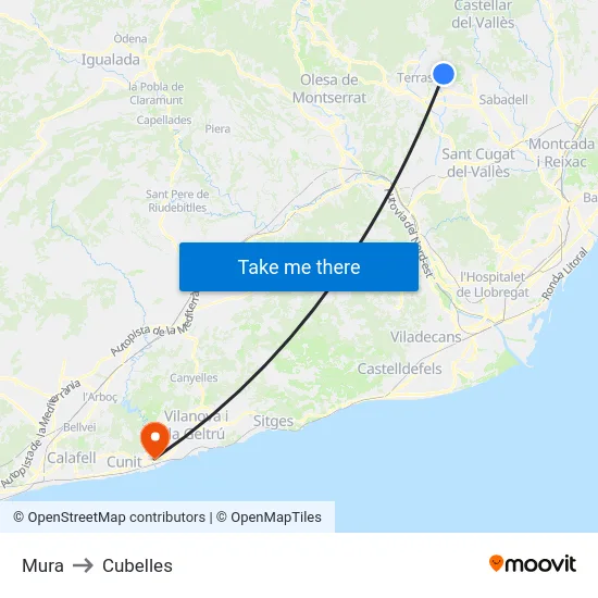 Mura to Cubelles map