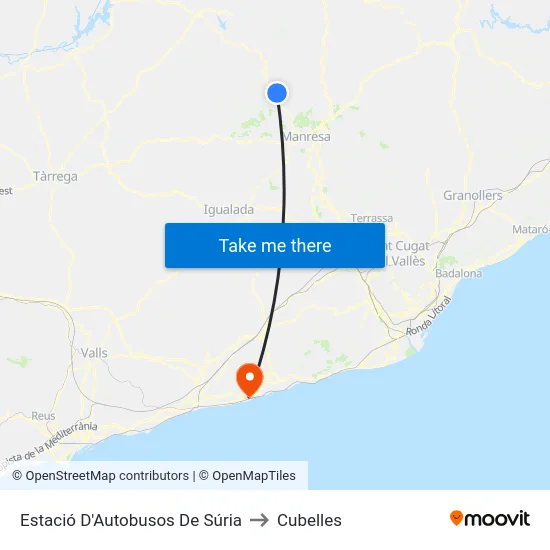 Estació D'Autobusos De Súria to Cubelles map