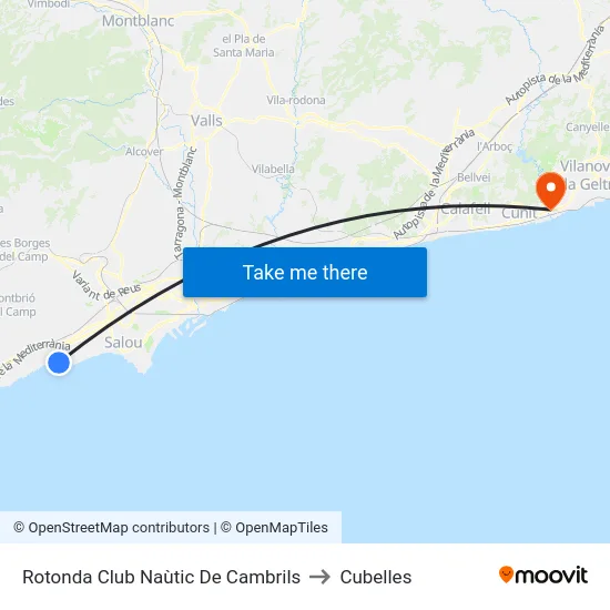 Rotonda Club Naùtic De Cambrils to Cubelles map