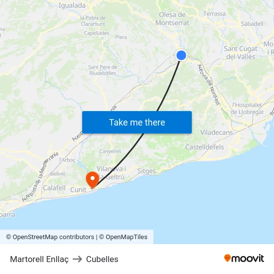Martorell Enllaç to Cubelles map