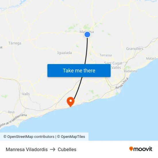 Manresa Viladordis to Cubelles map