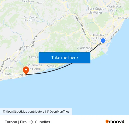 Europa | Fira to Cubelles map