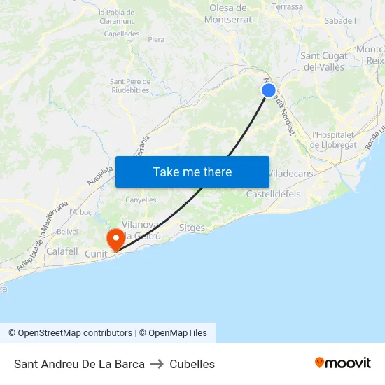 Sant Andreu De La Barca to Cubelles map