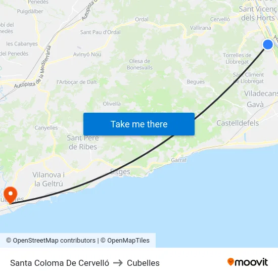 Santa Coloma De Cervelló to Cubelles map