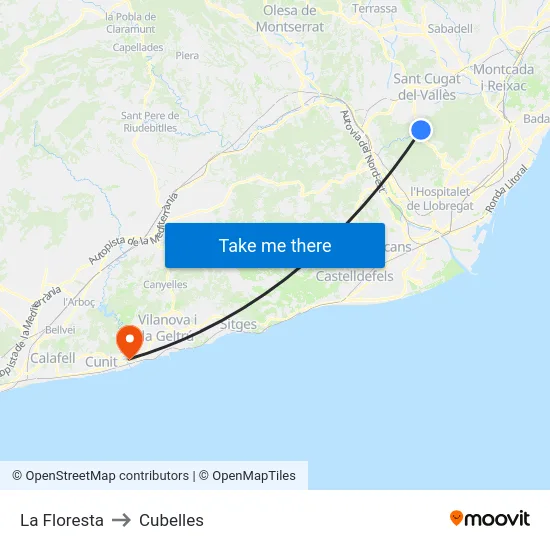 La Floresta to Cubelles map