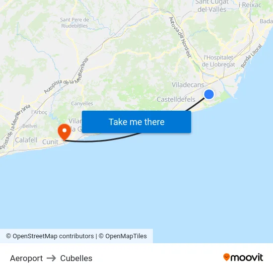 Aeroport to Cubelles map