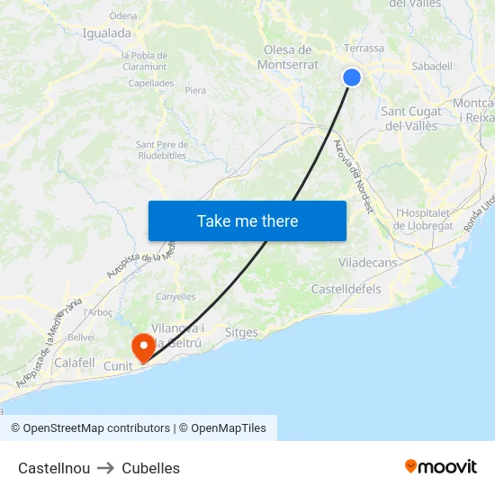 Castellnou to Cubelles map