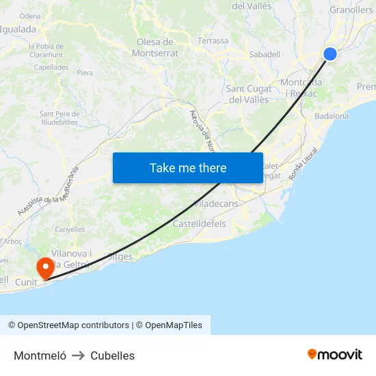 Montmeló to Cubelles map