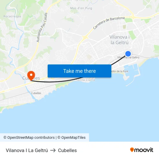 Vilanova I La Geltrú to Cubelles map