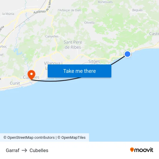 Garraf to Cubelles map