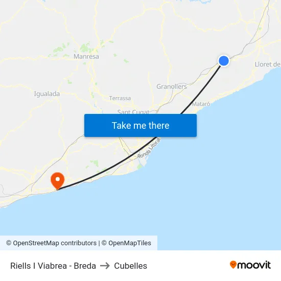 Riells I Viabrea - Breda to Cubelles map