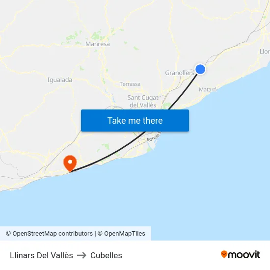 Llinars Del Vallès to Cubelles map
