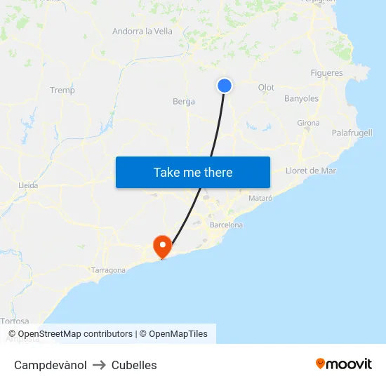 Campdevànol to Cubelles map
