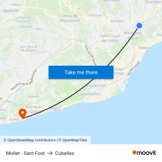 Mollet - Sant Fost to Cubelles map