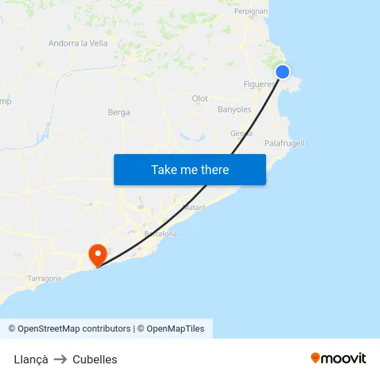 Llançà to Cubelles map