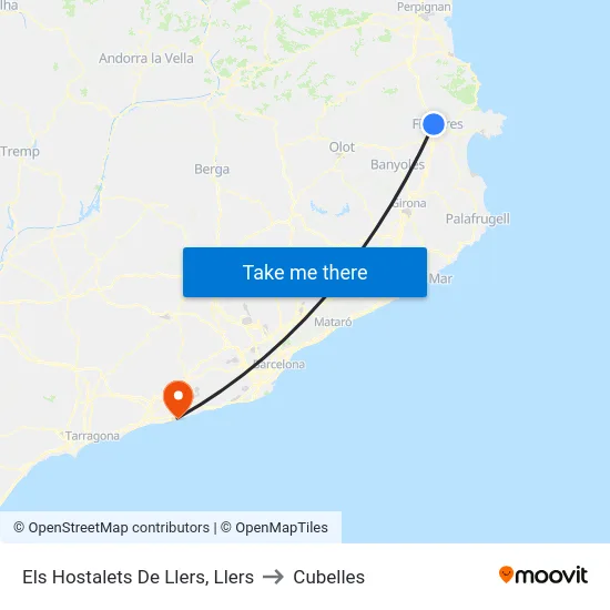 Els Hostalets De Llers, Llers to Cubelles map