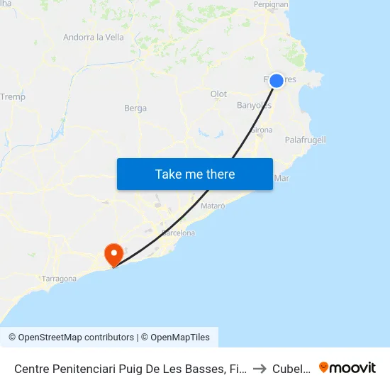 Centre Penitenciari Puig De Les Basses, Figueres to Cubelles map