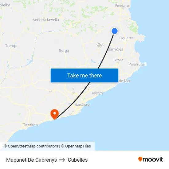 Maçanet De Cabrenys to Cubelles map
