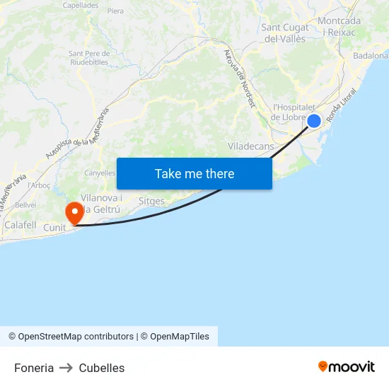 Foneria to Cubelles map
