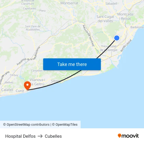 Hospital Delfos to Cubelles map