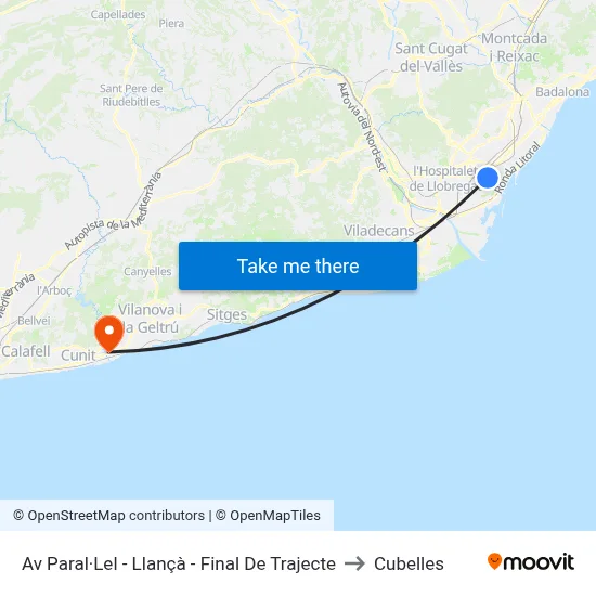 Av Paral·Lel - Llançà - Final De Trajecte to Cubelles map