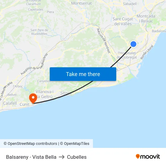 Balsareny - Vista Bella to Cubelles map