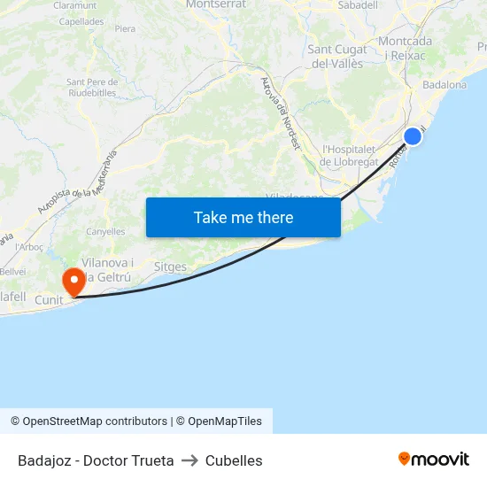 Badajoz - Doctor Trueta to Cubelles map