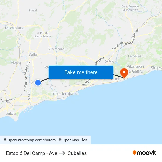 Estació Del Camp - Ave to Cubelles map