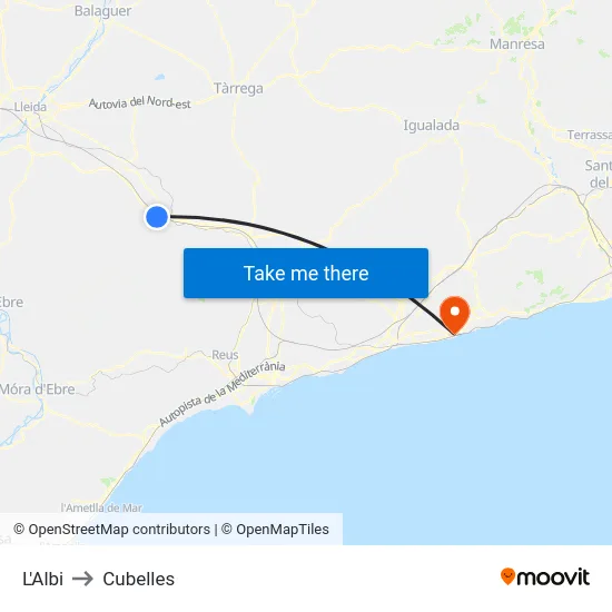 L'Albi to Cubelles map