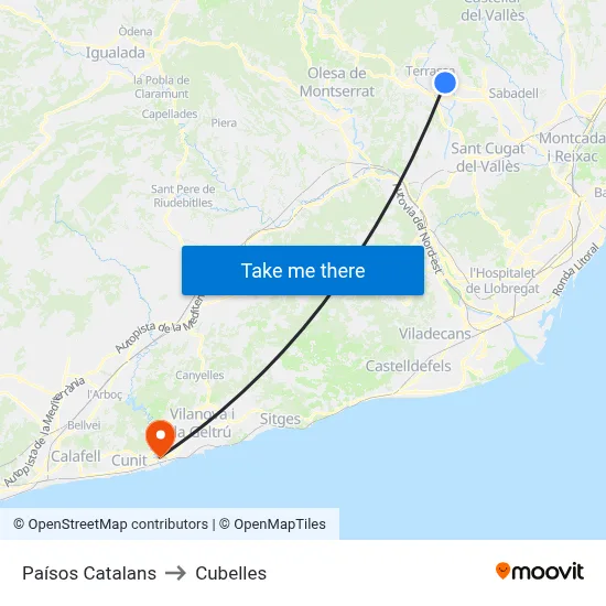 Paísos Catalans to Cubelles map