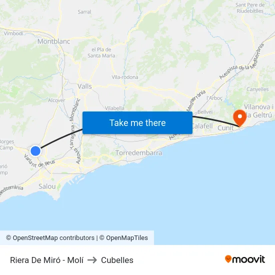 Riera De Miró - Molí to Cubelles map