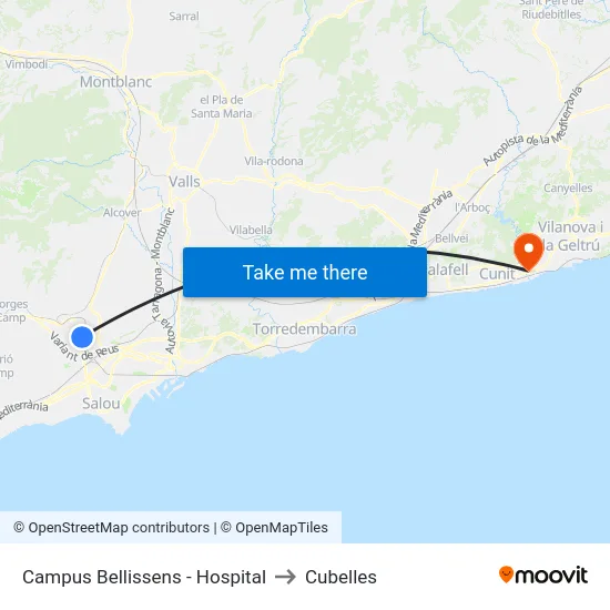 Campus Bellissens - Hospital to Cubelles map
