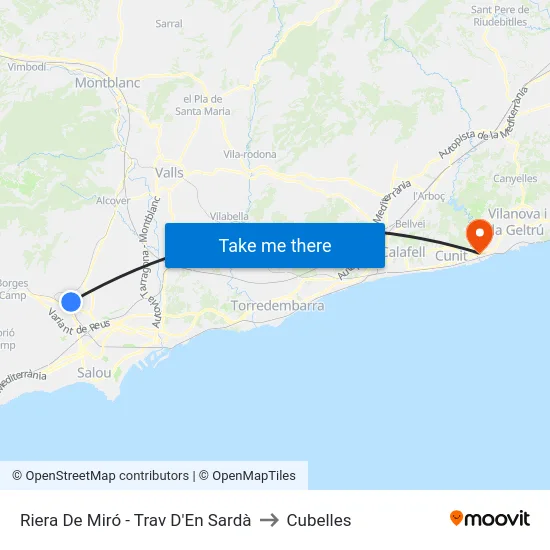 Riera De Miró - Trav D'En Sardà to Cubelles map