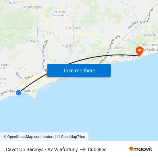 Cavet De Barenys - Av Vilafortuny to Cubelles map