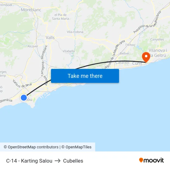 C-14 - Karting Salou to Cubelles map