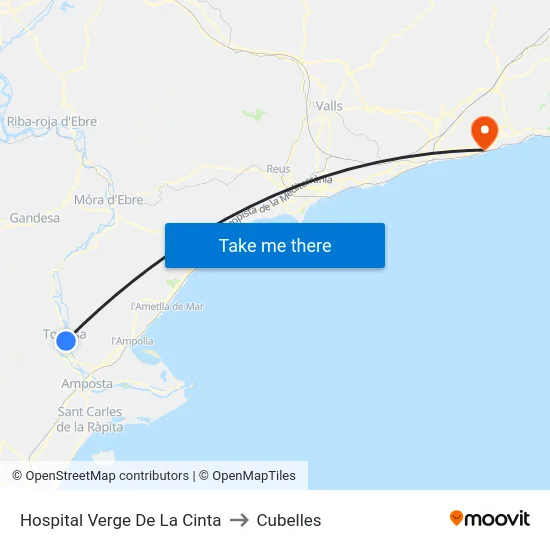 Hospital Verge De La Cinta to Cubelles map