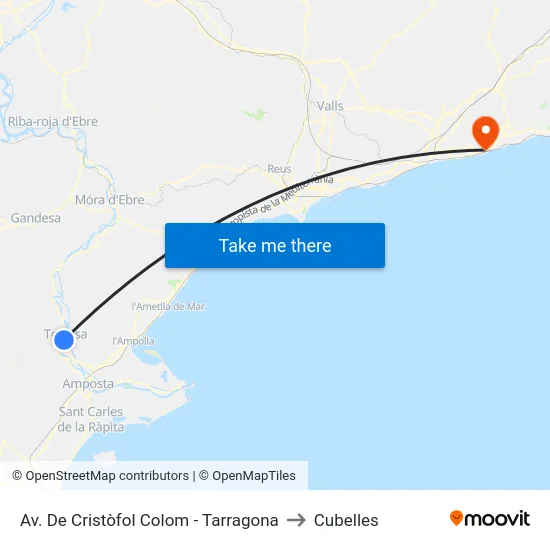 Av. De Cristòfol Colom - Tarragona to Cubelles map