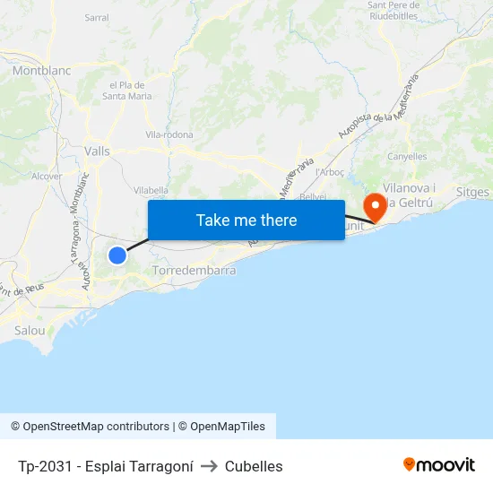 Tp-2031 - Esplai Tarragoní to Cubelles map