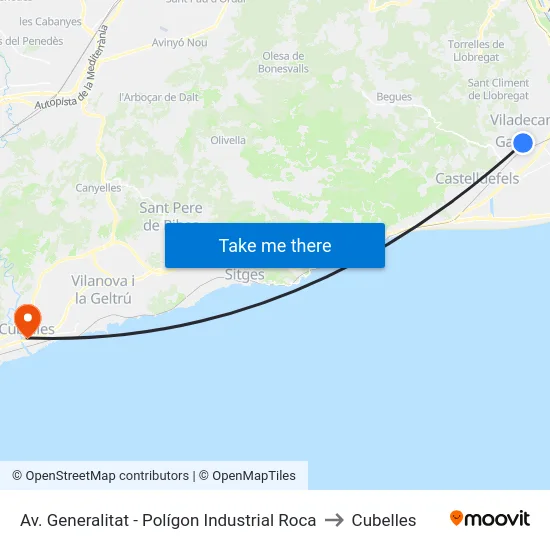 Av. Generalitat - Polígon Industrial Roca to Cubelles map