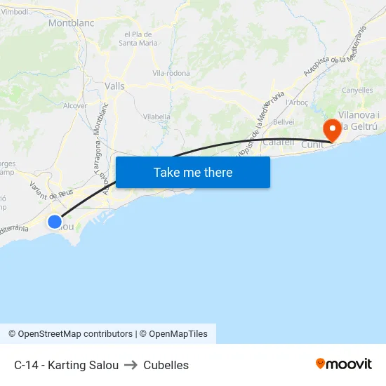 C-14 - Karting Salou to Cubelles map