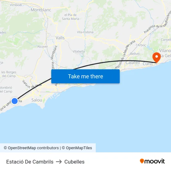 Estació De Cambrils to Cubelles map