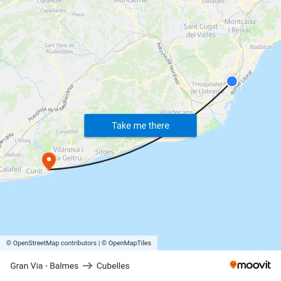 Gran Via - Balmes to Cubelles map