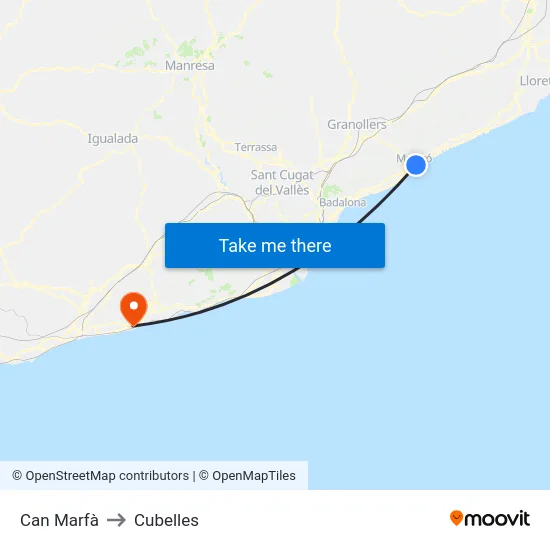 Can Marfà to Cubelles map
