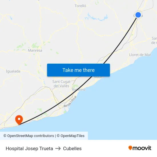 Hospital Josep Trueta to Cubelles map