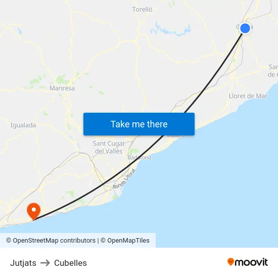 Jutjats to Cubelles map