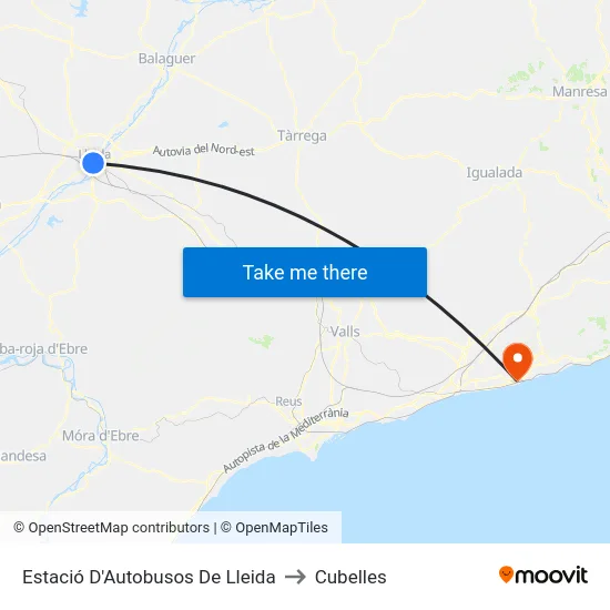 Estació D'Autobusos De Lleida to Cubelles map