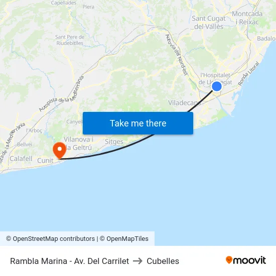 Rambla Marina - Av. Del Carrilet to Cubelles map
